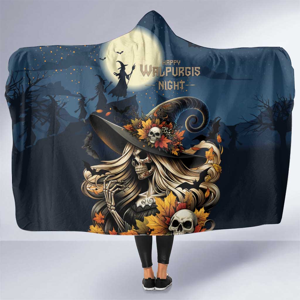 Happy Walpurgis Night Hooded Blanket Skull Witch Spooky Style