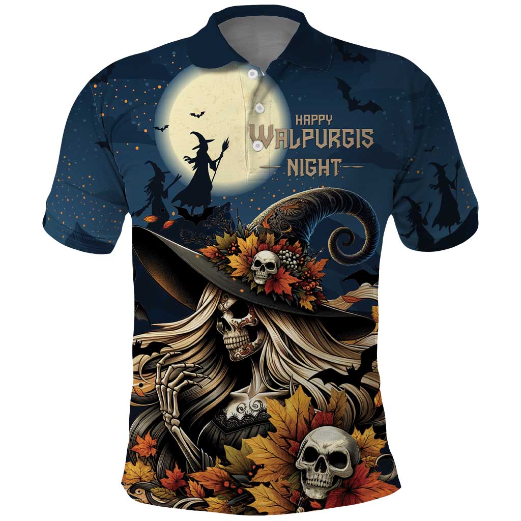 Happy Walpurgis Night Polo Shirt Skull Witch Spooky Style