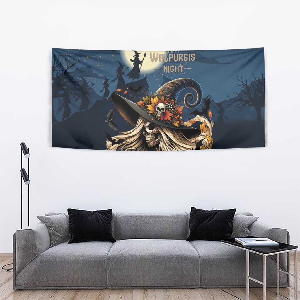 Happy Walpurgis Night Tapestry Skull Witch Spooky Style