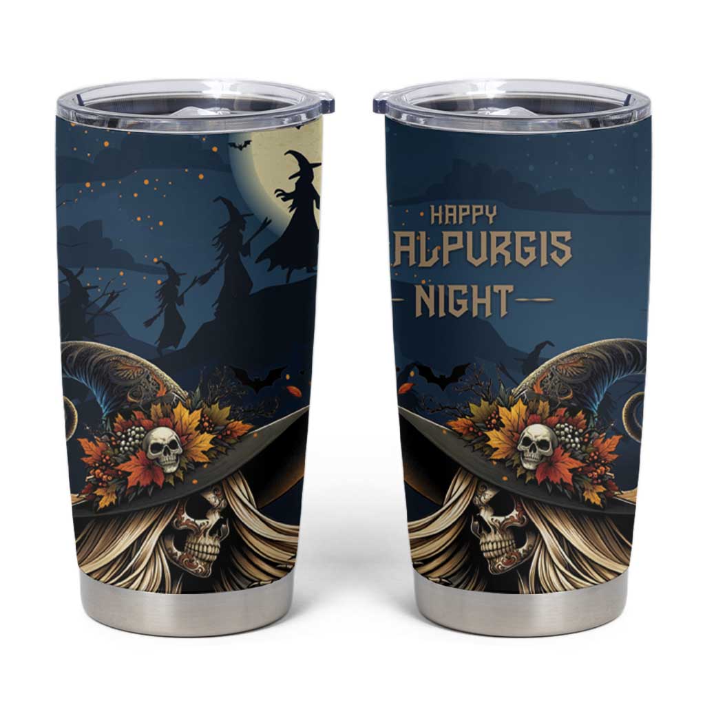 Happy Walpurgis Night Tumbler Cup Skull Witch Spooky Style