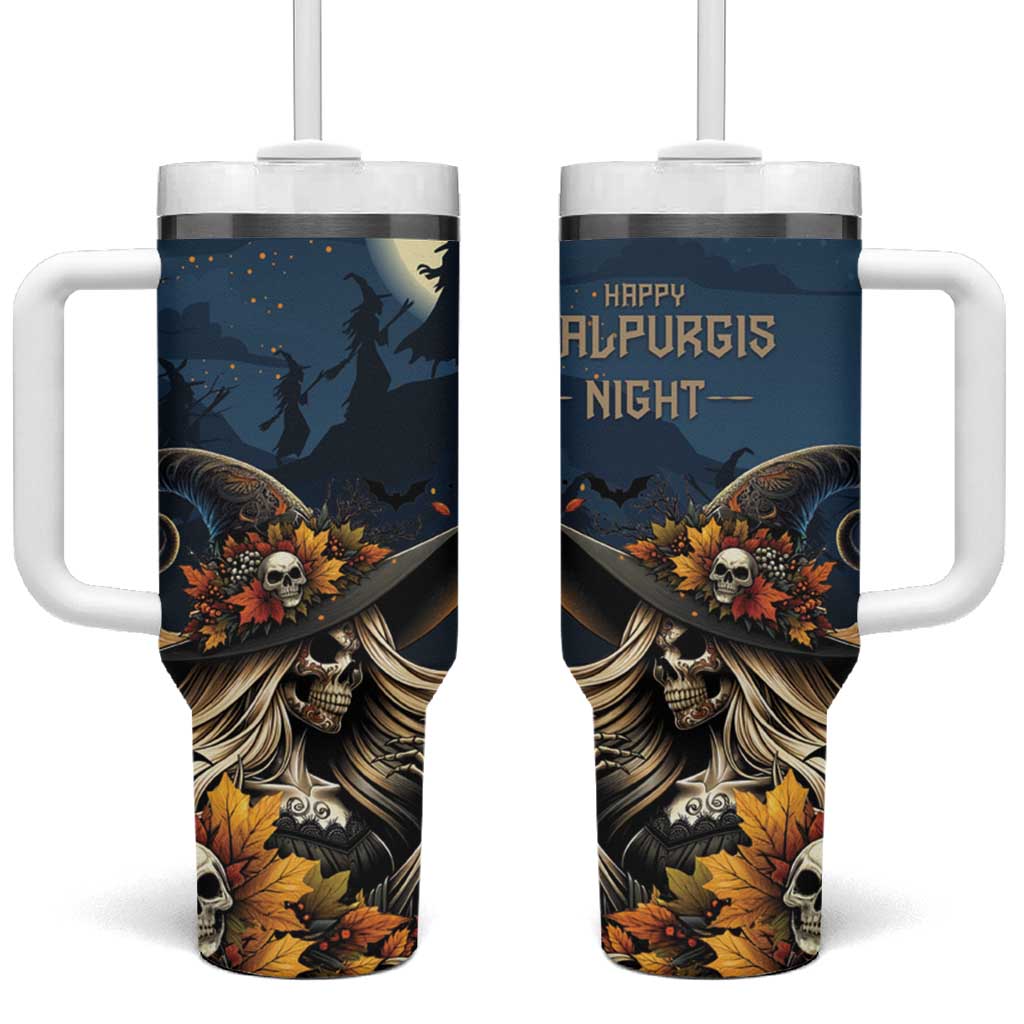 Happy Walpurgis Night Tumbler With Handle Skull Witch Spooky Style