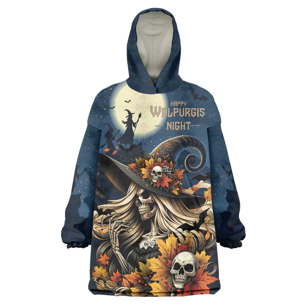 Happy Walpurgis Night Wearable Blanket Hoodie Skull Witch Spooky Style