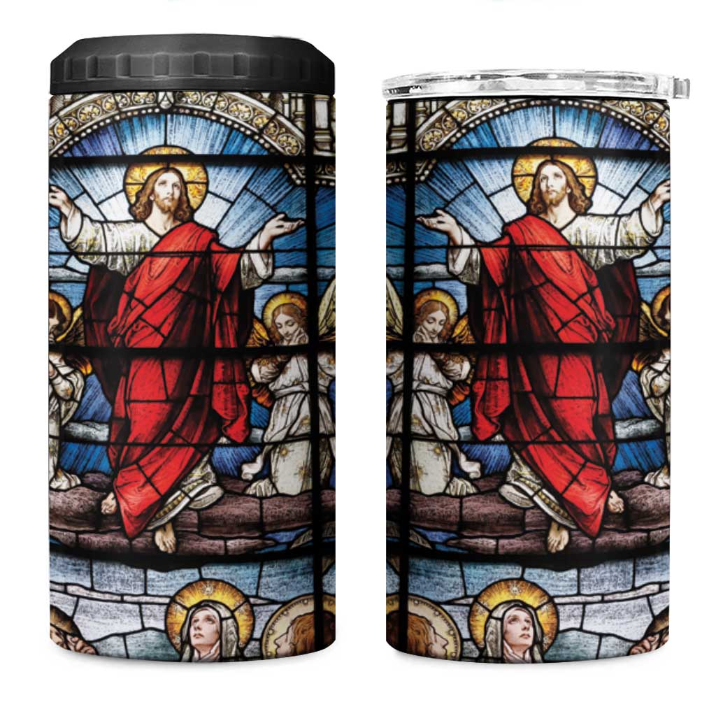 Happy Ascension Day 4 in 1 Can Cooler Tumbler Ascension Of Jesus Christ Stained Glass Windows