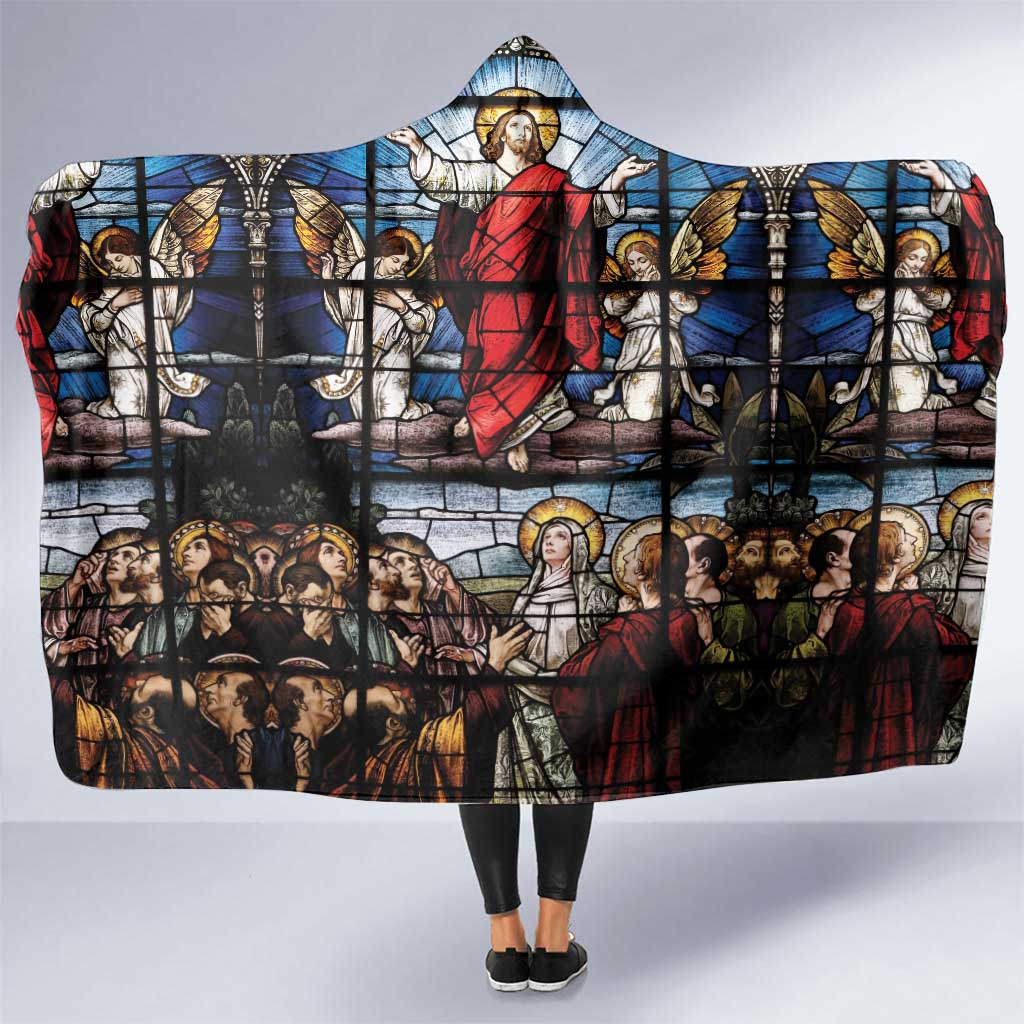 Happy Ascension Day Hooded Blanket Ascension Of Jesus Christ Stained Glass Windows