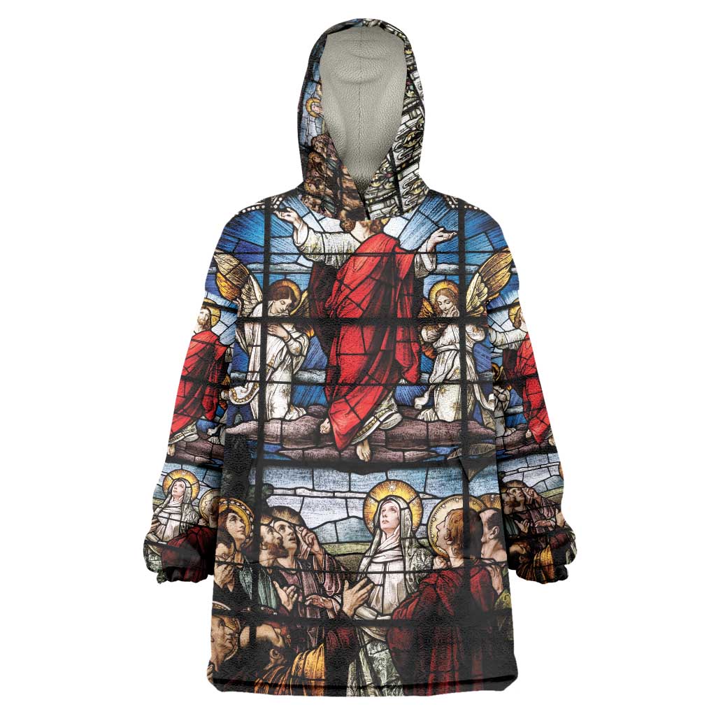 Happy Ascension Day Wearable Blanket Hoodie Ascension Of Jesus Christ Stained Glass Windows