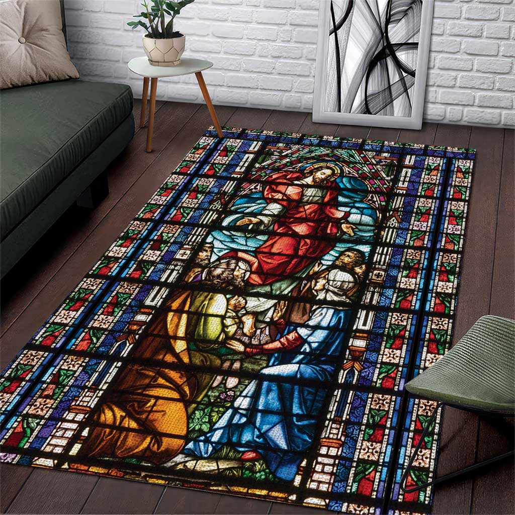 Happy Ascension Day Area Rug Faith and Religion Stained Glass Windows