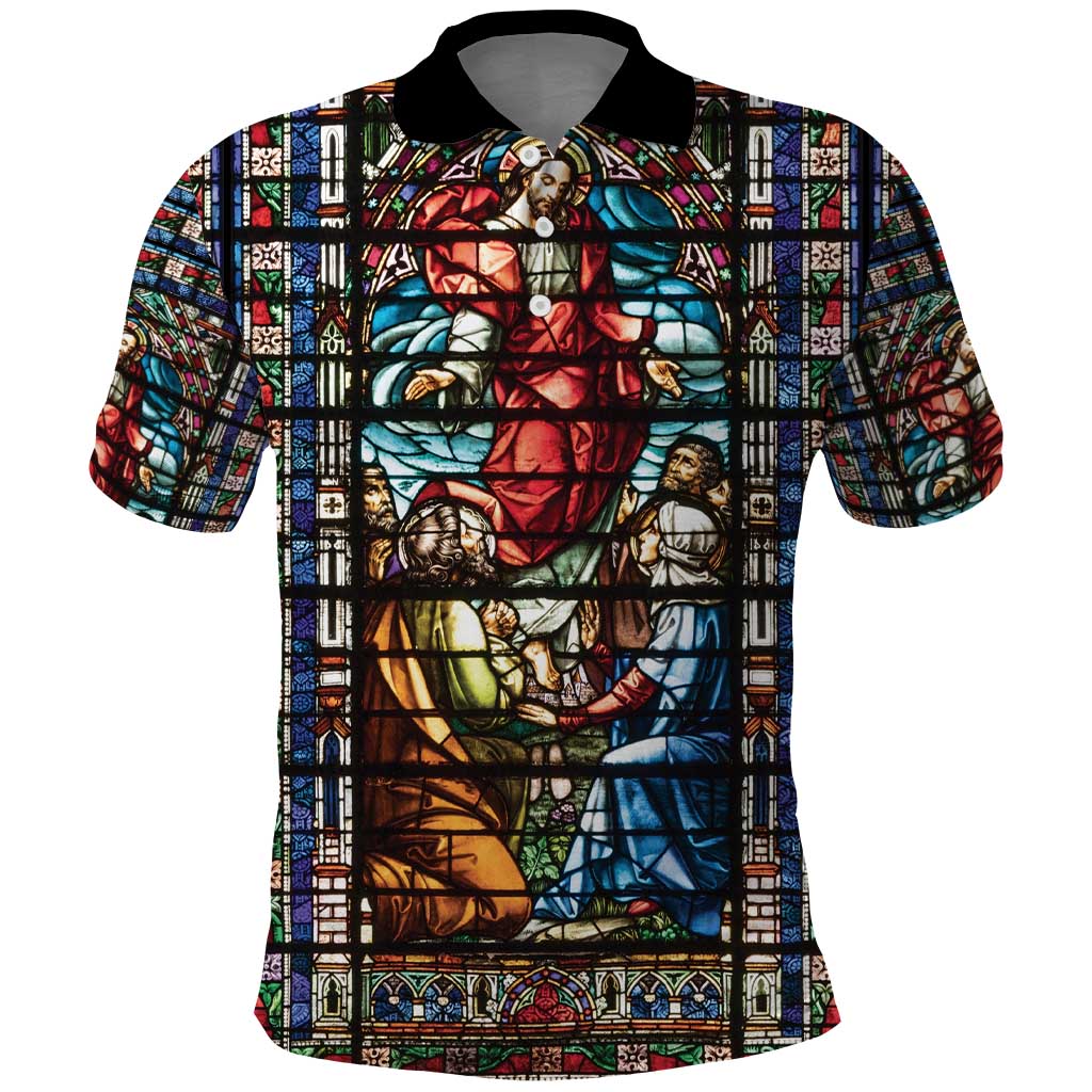 Happy Ascension Day Polo Shirt Faith and Religion Stained Glass Windows