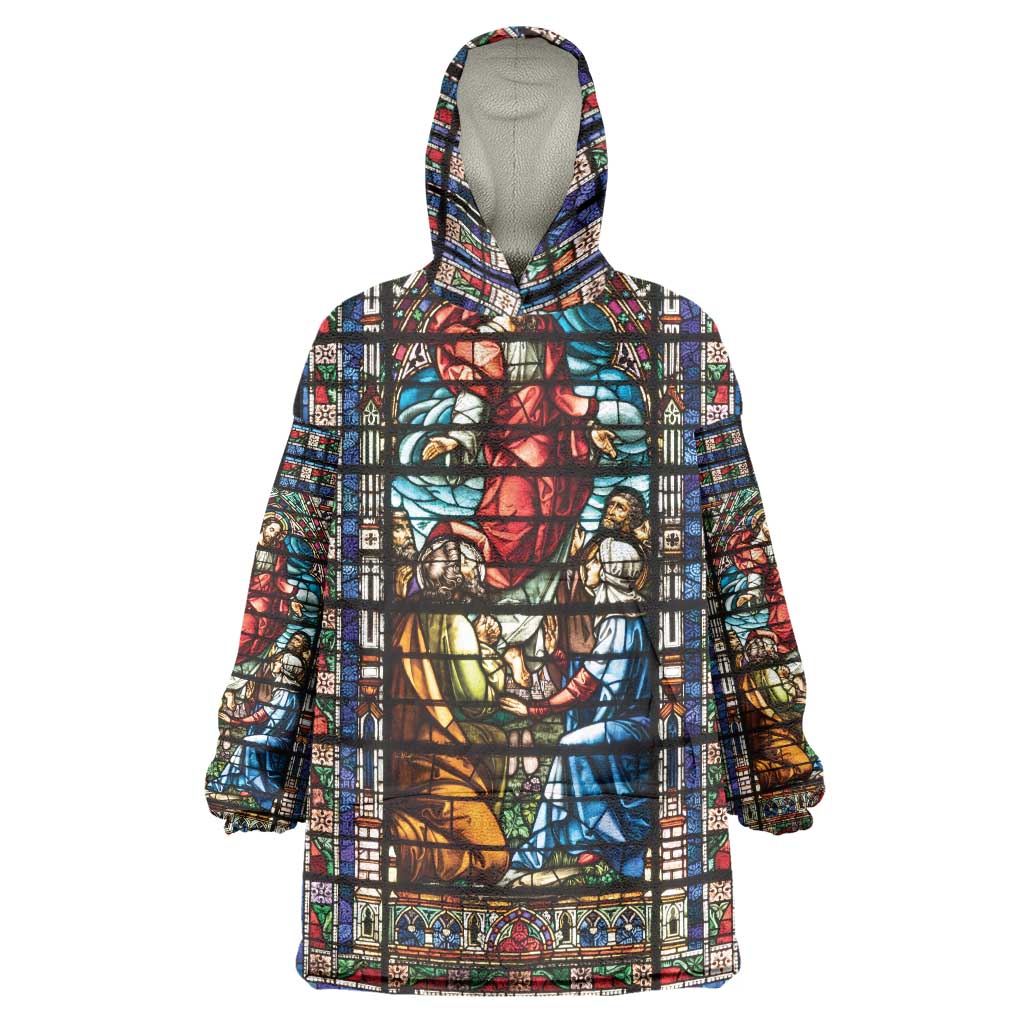 Happy Ascension Day Wearable Blanket Hoodie Faith and Religion Stained Glass Windows