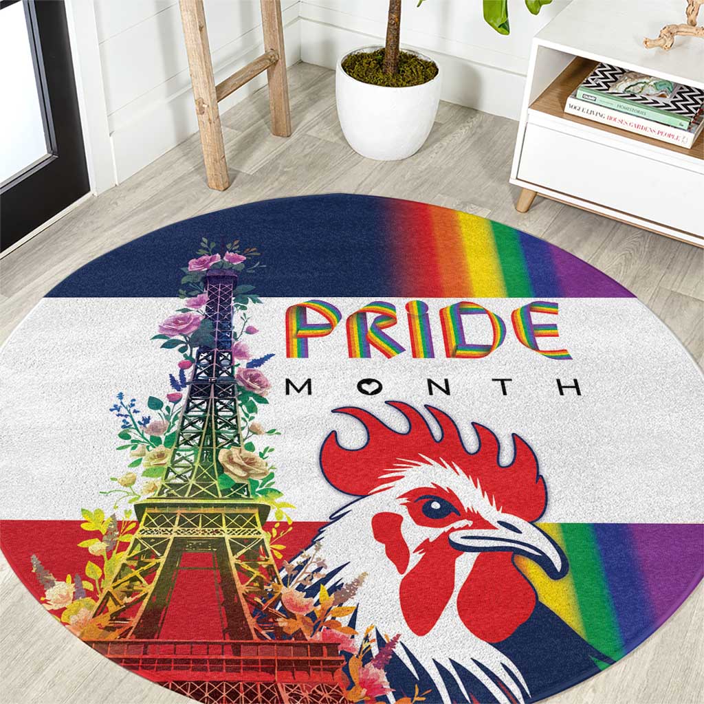LGBTQ Pride Month Gay Round Carpet Eiffel Tower Paris Rainbow Flag