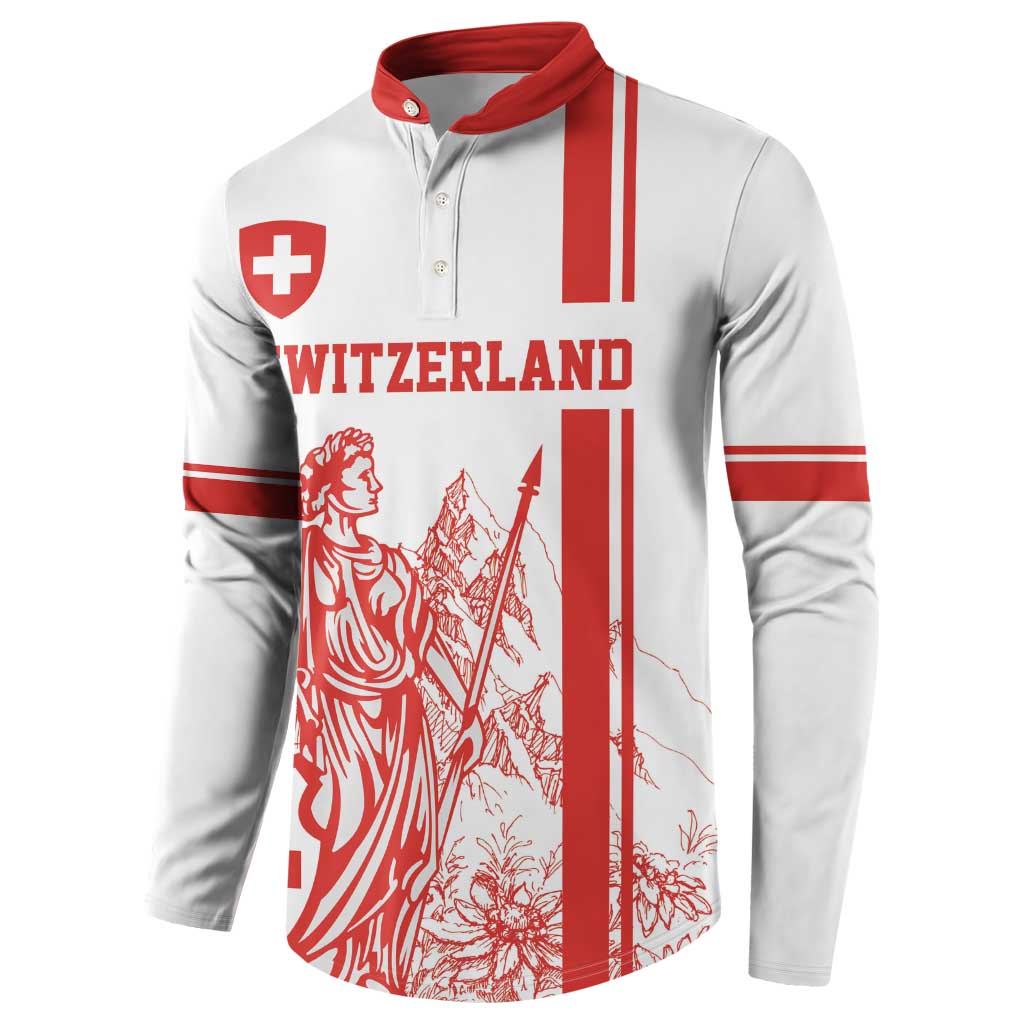 Custom Switzerland Football Button Sweatshirt Confoederatio Helvetica