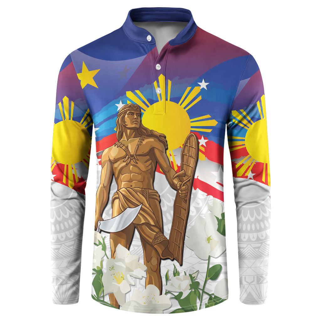 Philippines Flag Day Button Sweatshirt Lapu-Lapu Warrior Heritage Art