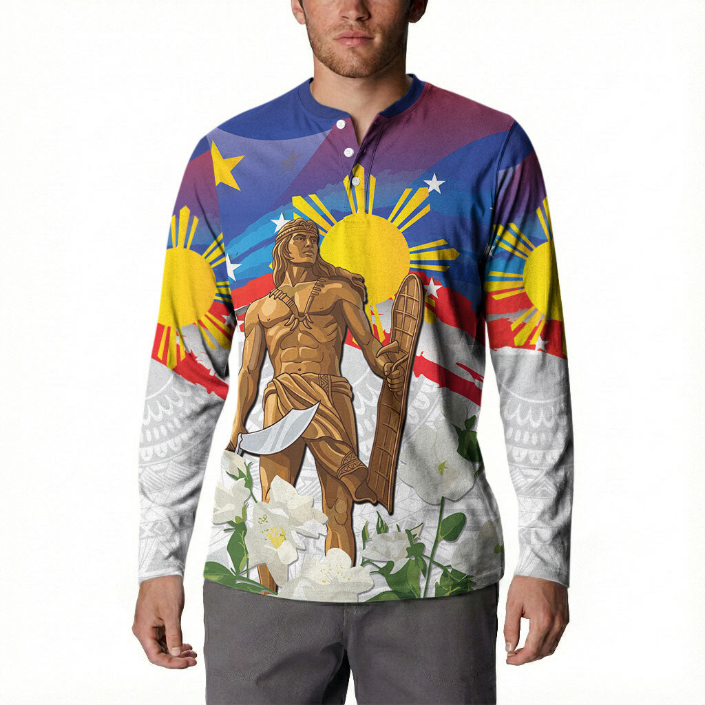 Philippines Flag Day Button Sweatshirt Lapu-Lapu Warrior Heritage Art