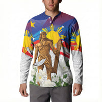Philippines Flag Day Button Sweatshirt Lapu-Lapu Warrior Heritage Art