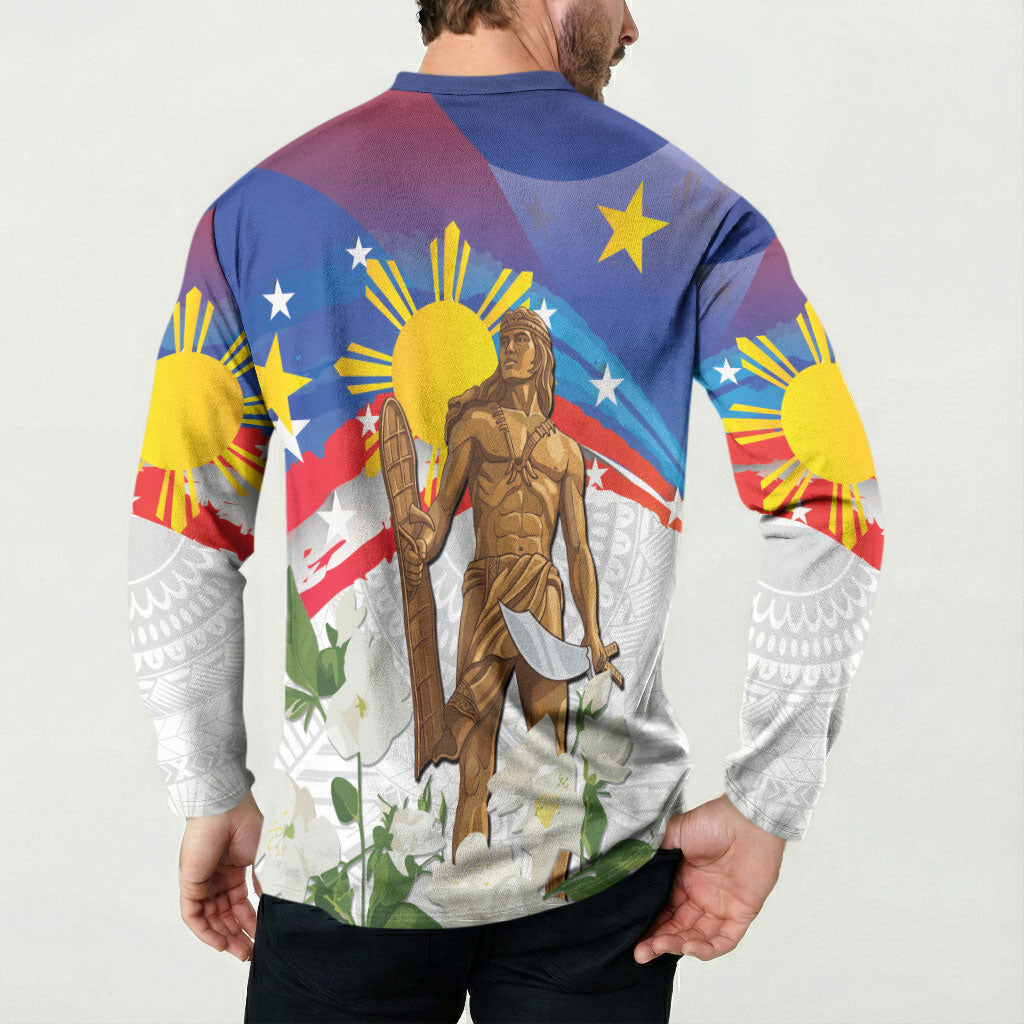 Philippines Flag Day Button Sweatshirt Lapu-Lapu Warrior Heritage Art