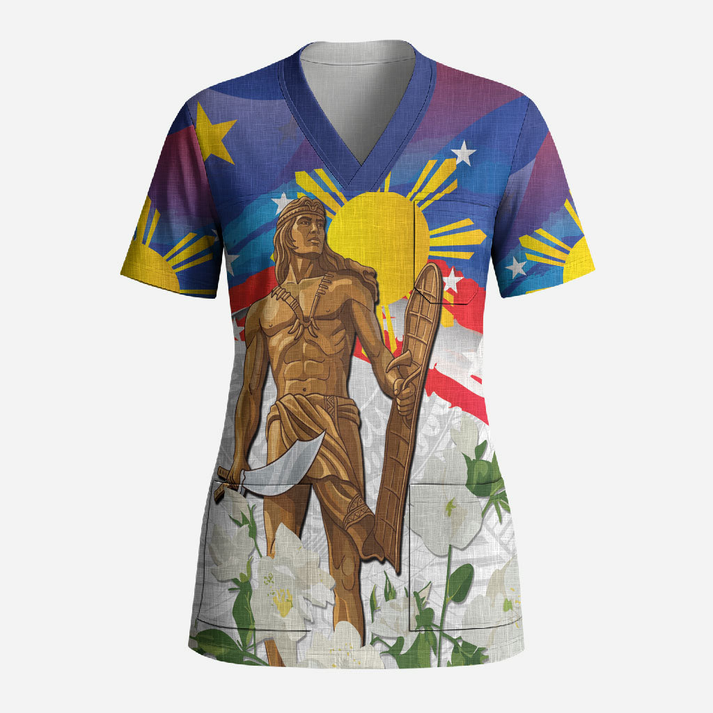Philippines Flag Day Scrub Top Lapu-Lapu Warrior Heritage Art