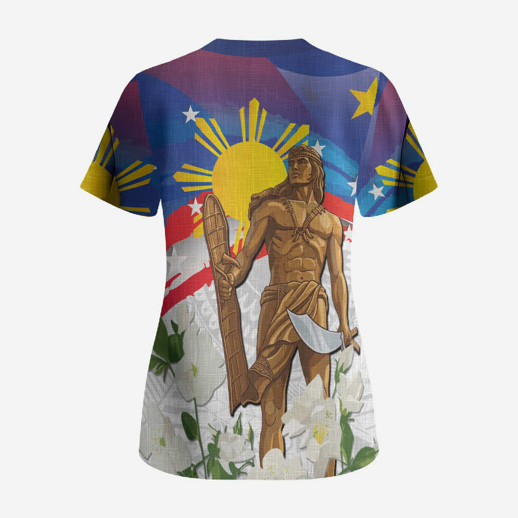Philippines Flag Day Scrub Top Lapu-Lapu Warrior Heritage Art