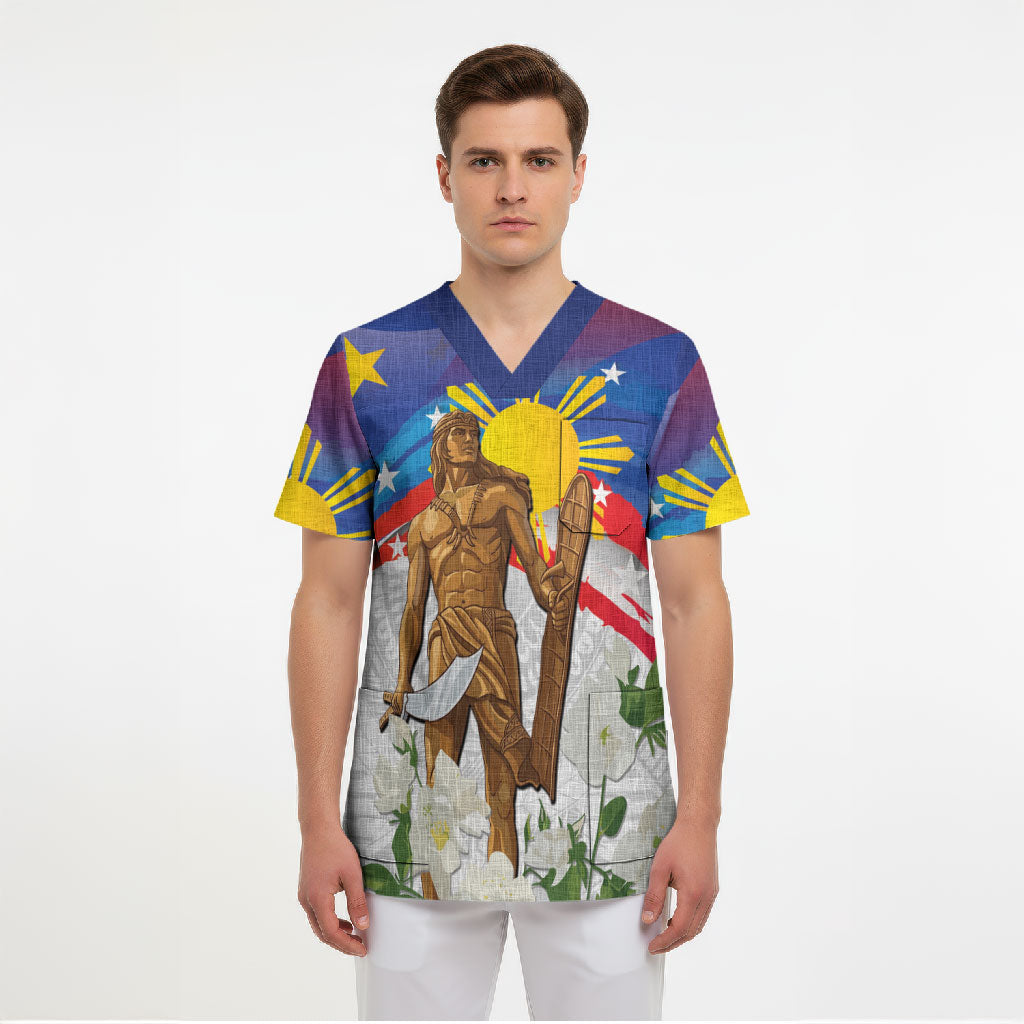 Philippines Flag Day Scrub Top Lapu-Lapu Warrior Heritage Art