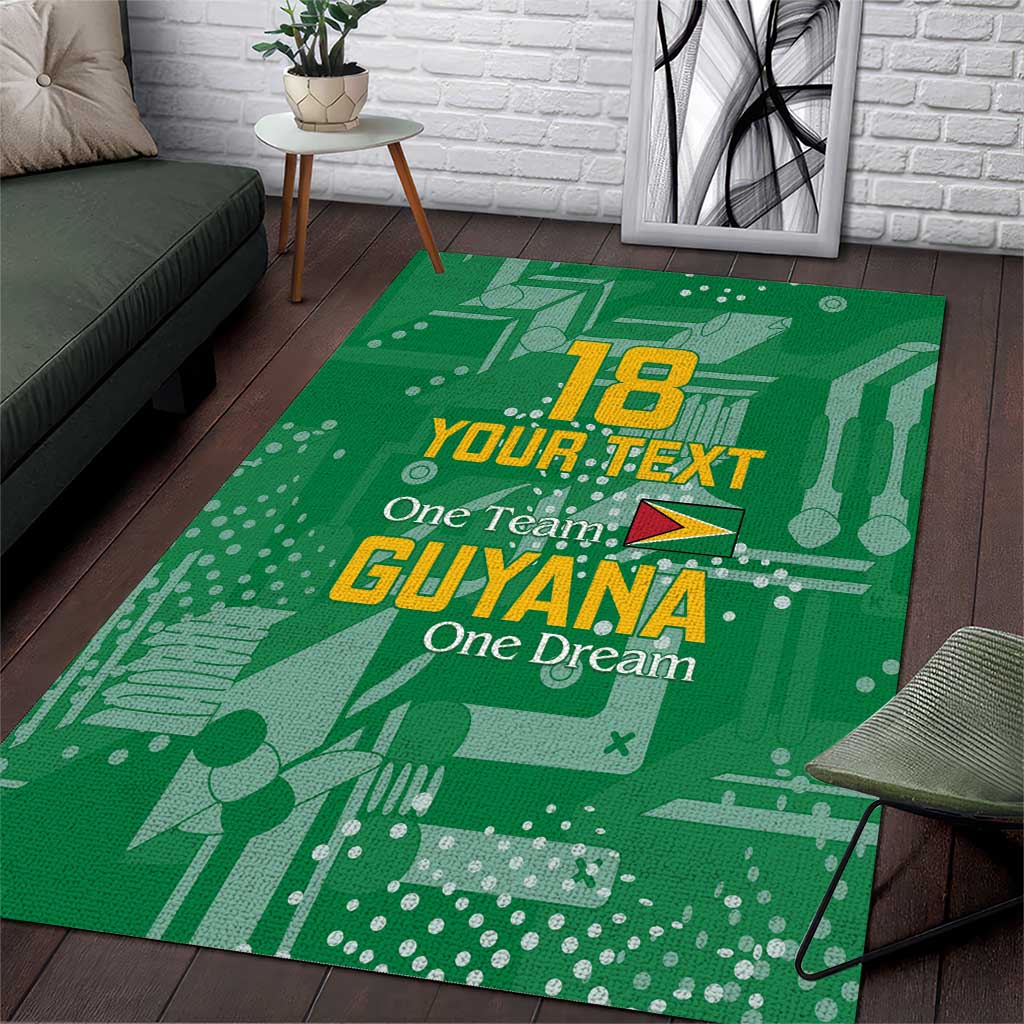 Custom Guyana Football Area Rug One Team One Game Green Version - Wonder Print Shop