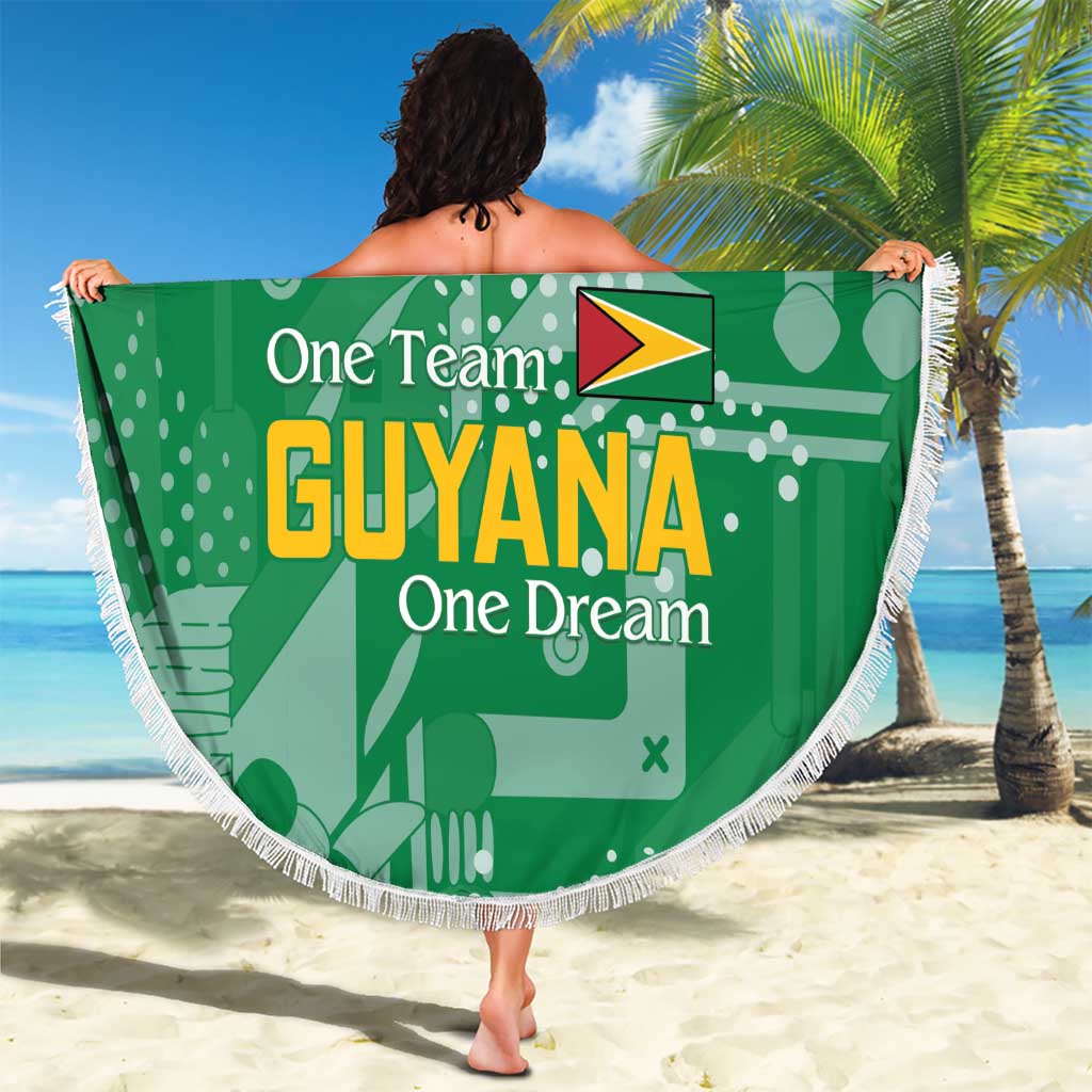 Custom Guyana Football Beach Blanket One Team One Game Green Version - Wonder Print Shop