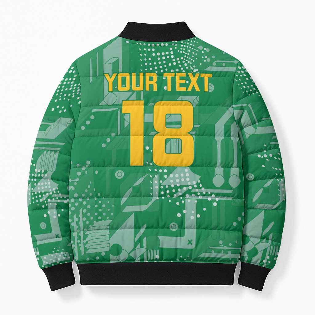Custom Guyana Football Bomber Puffer Jacket One Team One Game Green Version - Wonder Print Shop