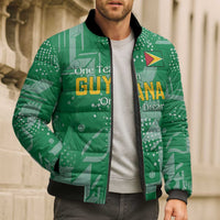 Custom Guyana Football Bomber Puffer Jacket One Team One Game Green Version - Wonder Print Shop