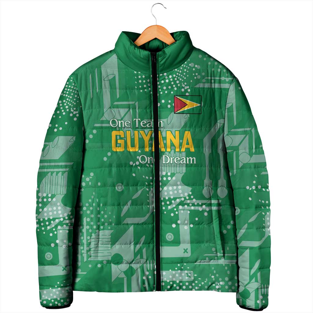 Custom Guyana Football Padded Jacket One Team One Game Green Version - Wonder Print Shop