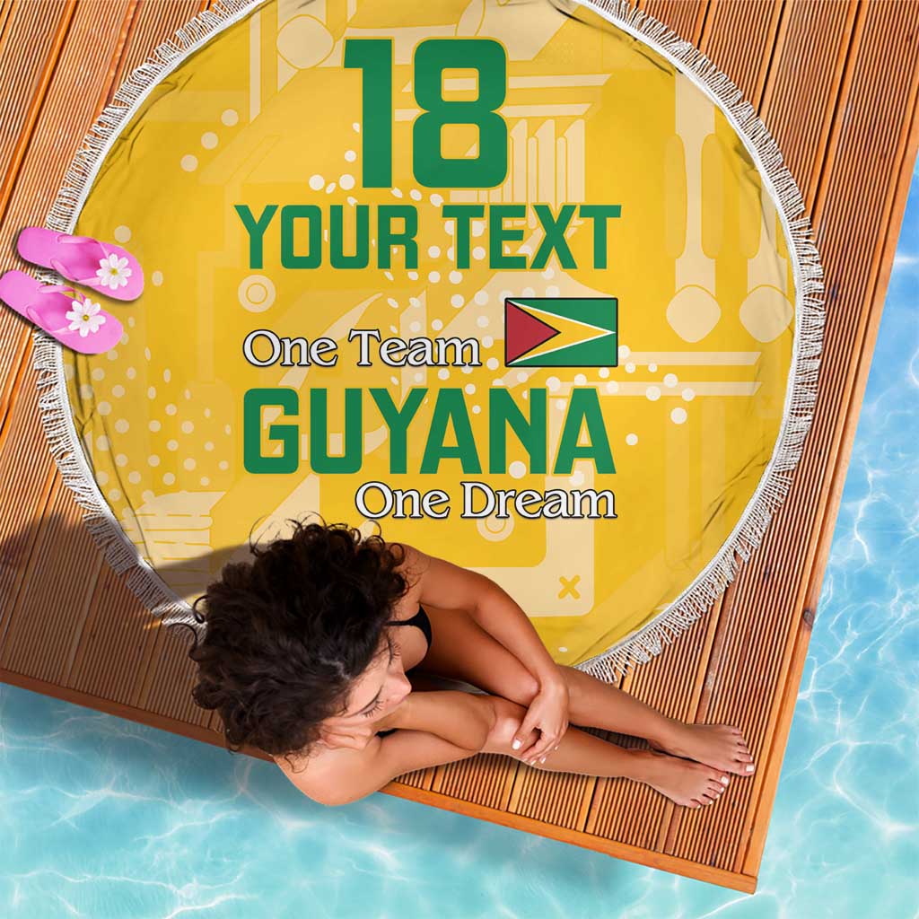 Custom Guyana Football Beach Blanket One Team One Game Yellow Version - Wonder Print Shop