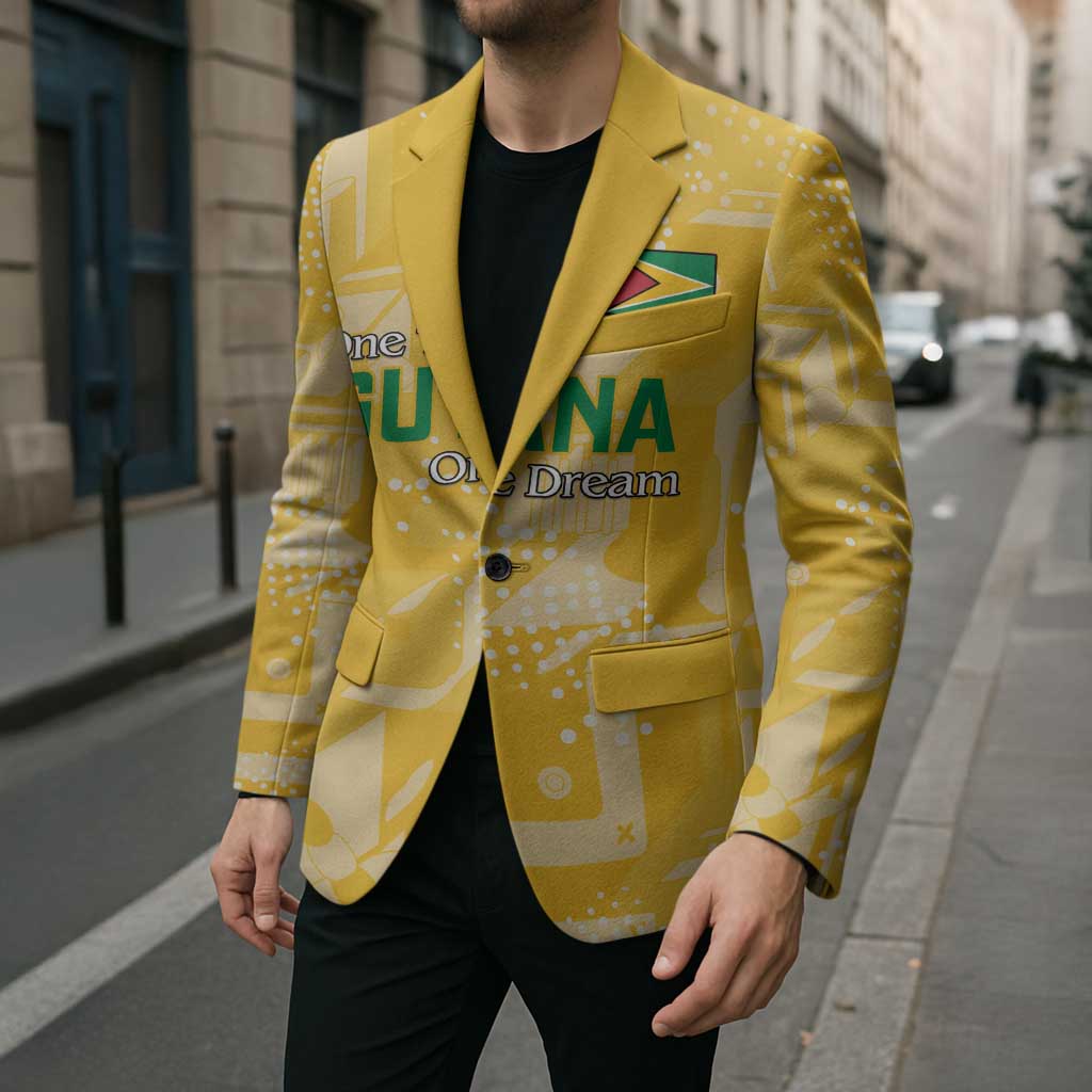 Custom Guyana Football Blazer One Team One Game Yellow Version - Wonder Print Shop