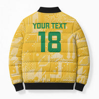 Custom Guyana Football Bomber Puffer Jacket One Team One Game Yellow Version - Wonder Print Shop
