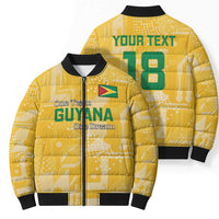 Custom Guyana Football Bomber Puffer Jacket One Team One Game Yellow Version - Wonder Print Shop