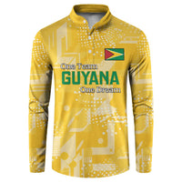 Custom Guyana Football Button Sweatshirt One Team One Game Yellow Version - Wonder Print Shop