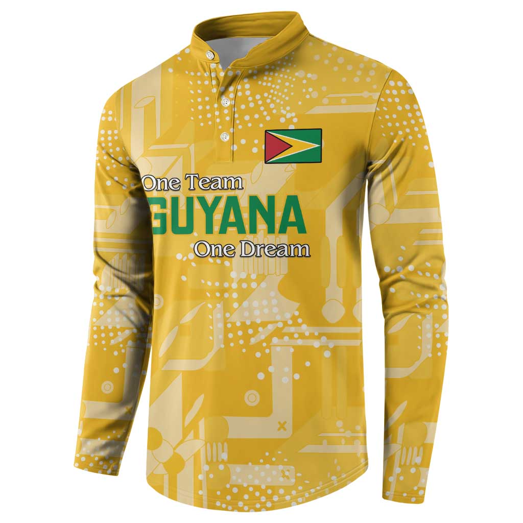 Custom Guyana Football Button Sweatshirt One Team One Game Yellow Version - Wonder Print Shop