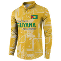 Custom Guyana Football Button Sweatshirt One Team One Game Yellow Version - Wonder Print Shop