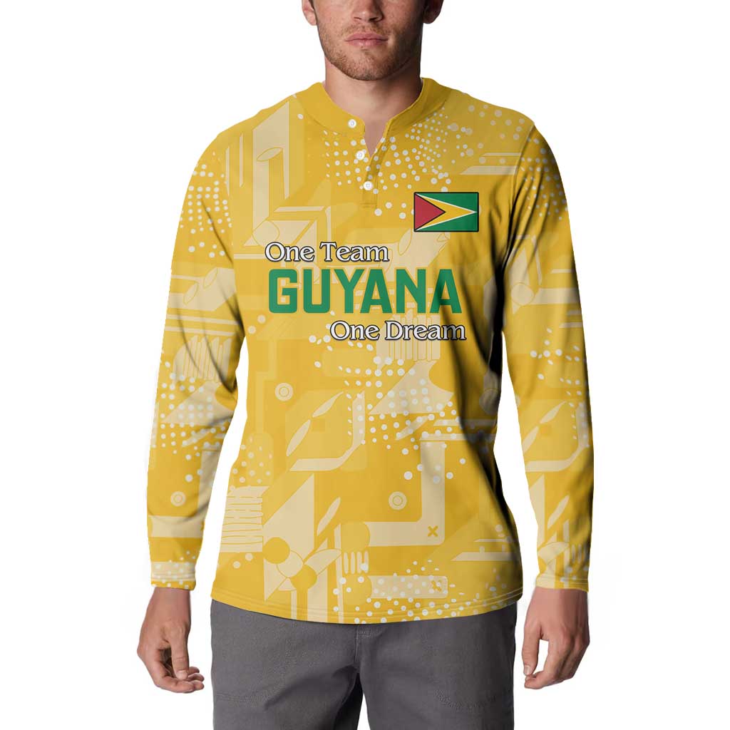 Custom Guyana Football Button Sweatshirt One Team One Game Yellow Version - Wonder Print Shop