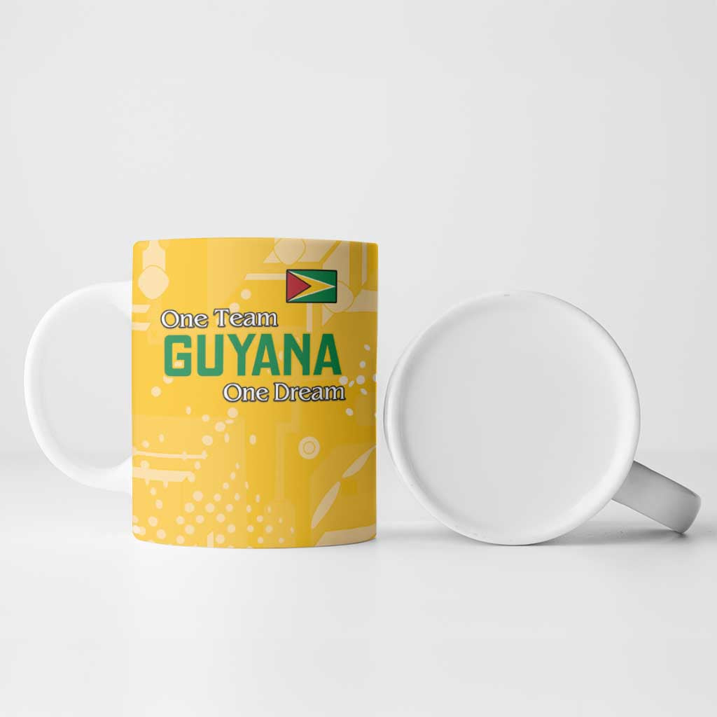 Custom Guyana Football Ceramic Mug One Team One Game Yellow Version - Wonder Print Shop