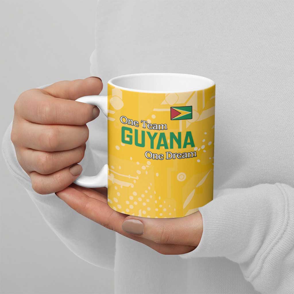 Custom Guyana Football Ceramic Mug One Team One Game Yellow Version - Wonder Print Shop