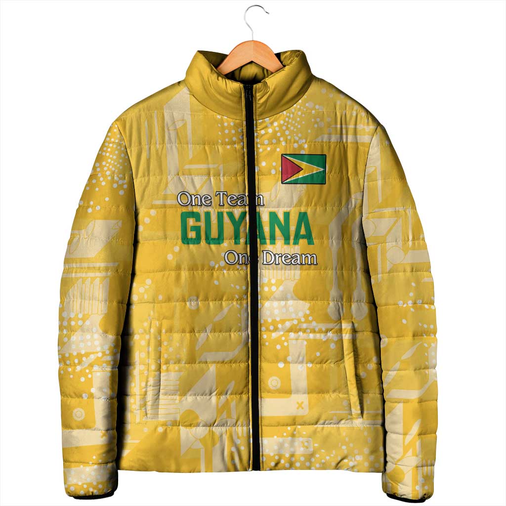 Custom Guyana Football Padded Jacket One Team One Game Yellow Version - Wonder Print Shop