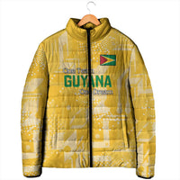 Custom Guyana Football Padded Jacket One Team One Game Yellow Version - Wonder Print Shop