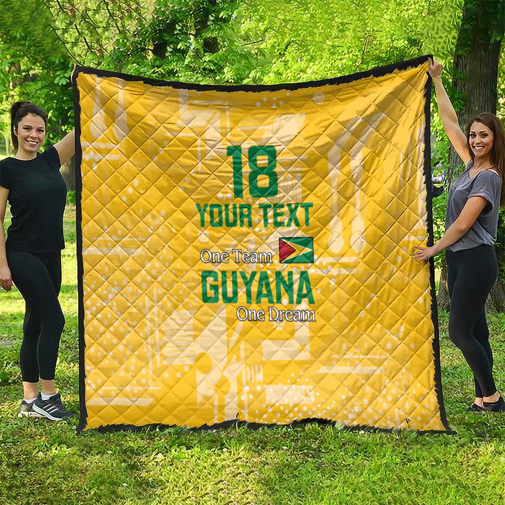 Custom Guyana Football Quilt One Team One Game Yellow Version - Wonder Print Shop