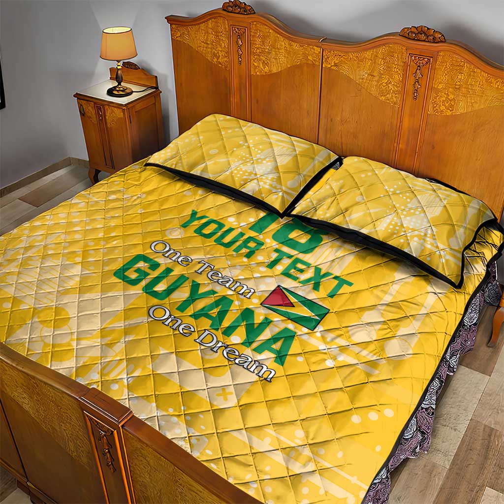 Custom Guyana Football Quilt Bed Set One Team One Game Yellow Version - Wonder Print Shop