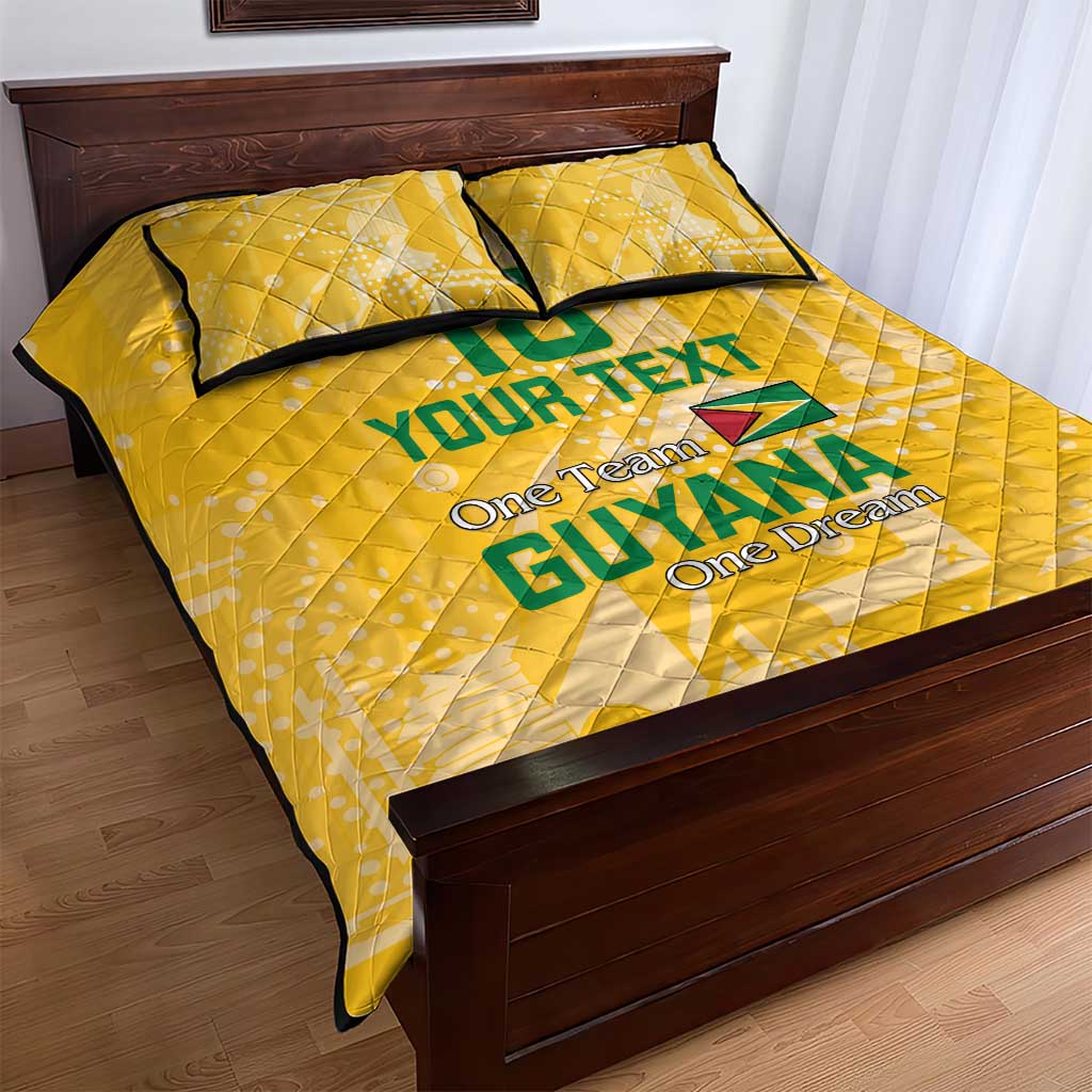 Custom Guyana Football Quilt Bed Set One Team One Game Yellow Version - Wonder Print Shop