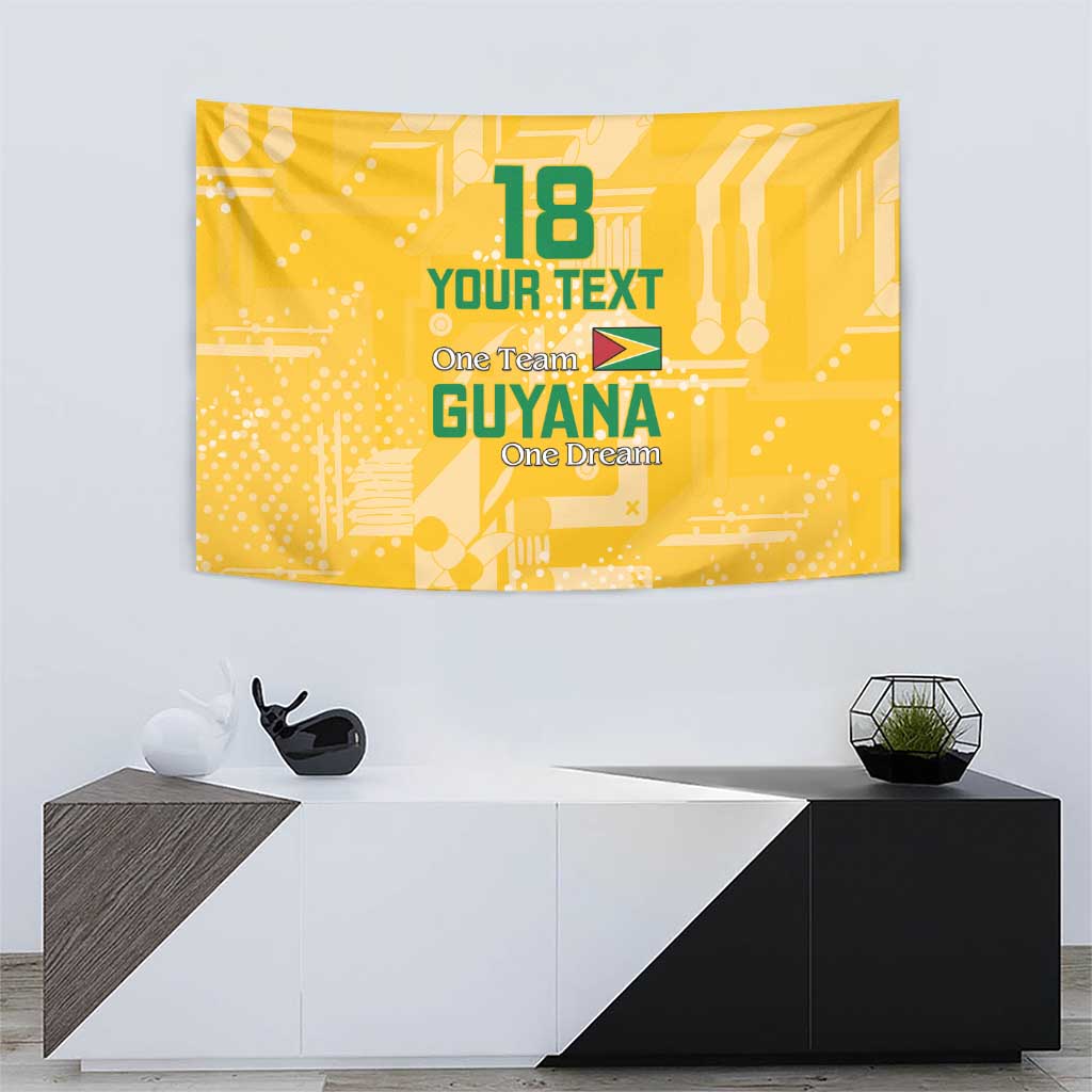 Custom Guyana Football Tapestry One Team One Game Yellow Version - Wonder Print Shop