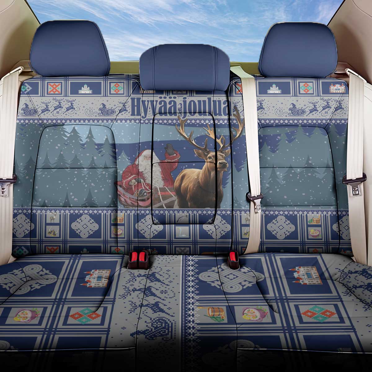 Finland Joulupukki Christmas Back Car Seat Cover Mythology Hannunvaakuna - Wonder Print Shop