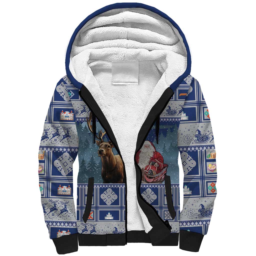 Finland Joulupukki Christmas Sherpa Hoodie Mythology Hannunvaakuna