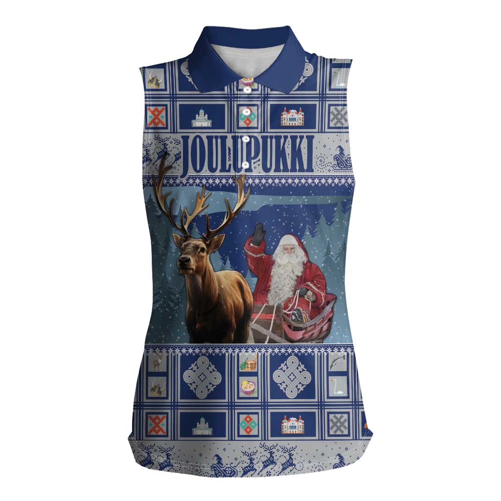 Finland Joulupukki Christmas Women Sleeveless Polo Shirt Mythology Hannunvaakuna