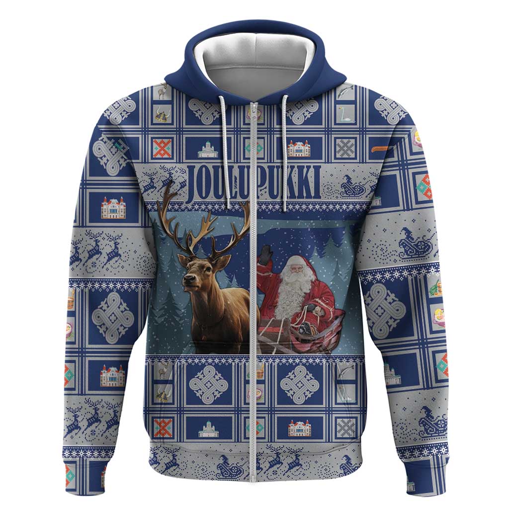 Finland Joulupukki Christmas Zip Hoodie Mythology Hannunvaakuna