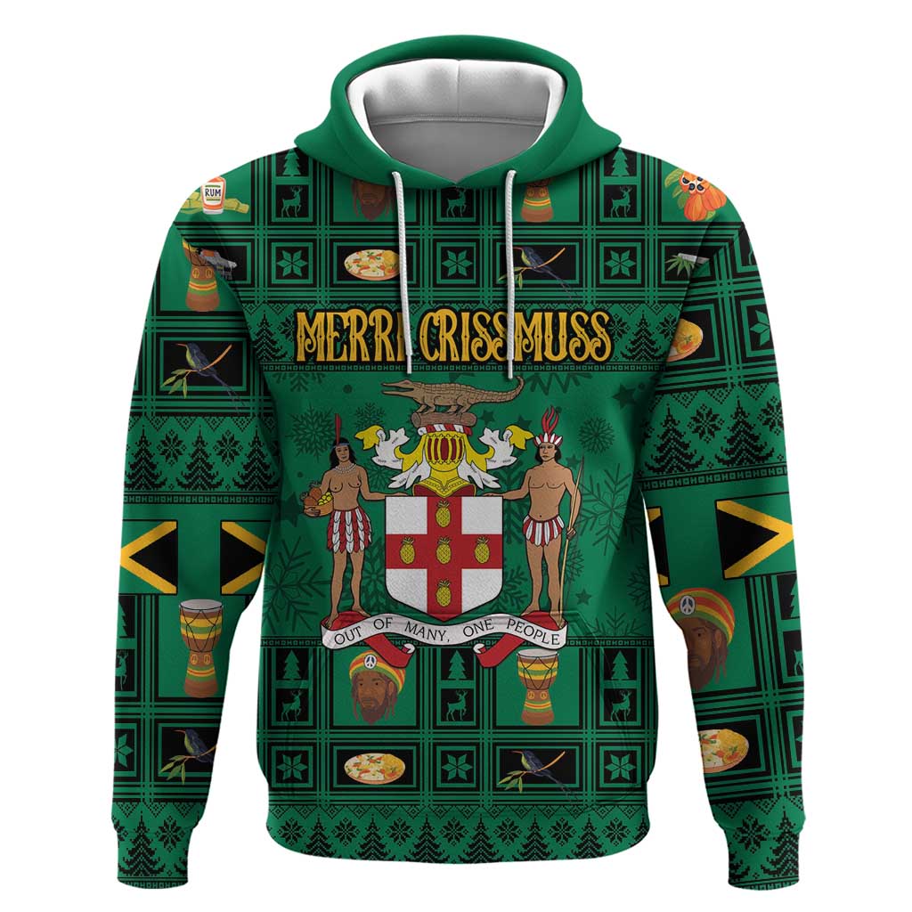 Personalized Jamaica Christmas Hoodie Coat Of Arms - Merri Crissmuss - Wonder Print Shop