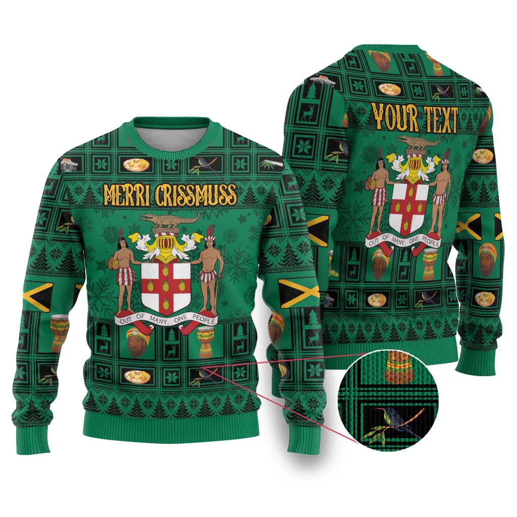 Personalized Jamaica Christmas Ugly Christmas Sweater Coat Of Arms - Merri Crissmuss