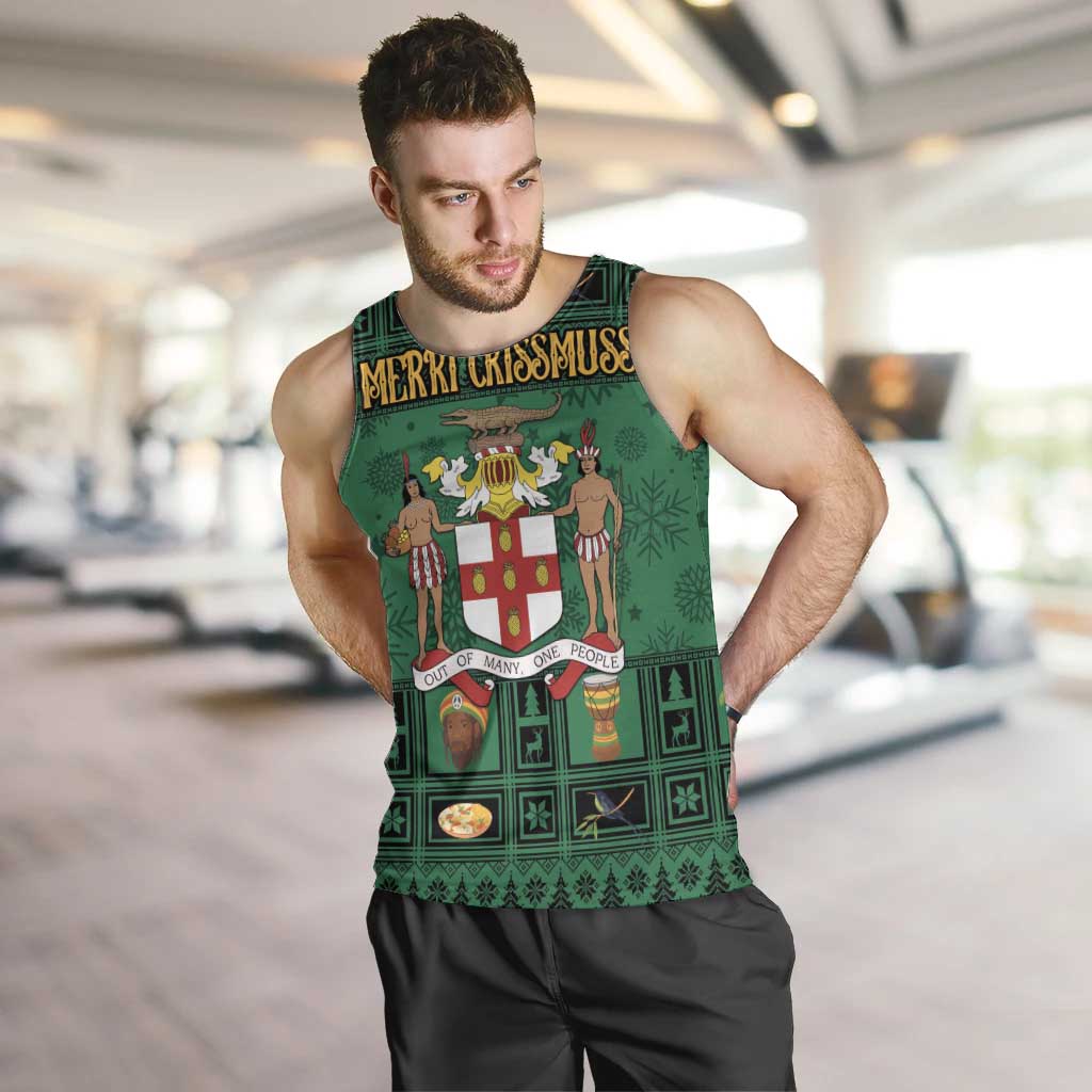 Personalized Jamaica Christmas Men Tank Top Coat Of Arms - Merri Crissmuss - Wonder Print Shop