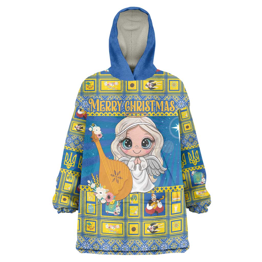 Personalized Ukraine Christmas Wearable Blanket Hoodie Star of Bethlehem With Angle Funny - Wonder Print Shop